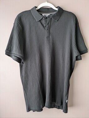 DKNY Black Ribbed Polo L New With Tags